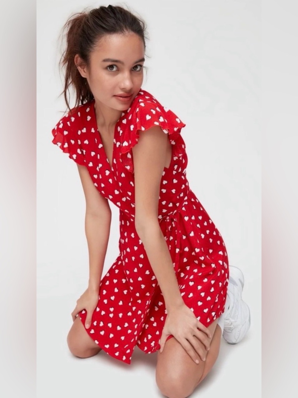 Aritzia Sunday Best Maud Heart Print Wrap Dress